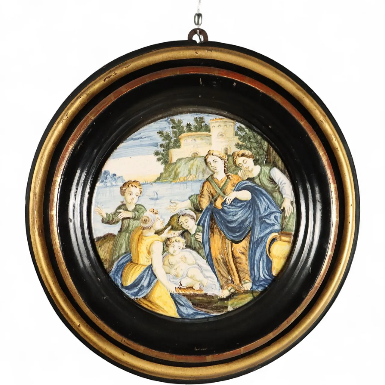 Moses Saved from the Waters in majolica, 19th century 9