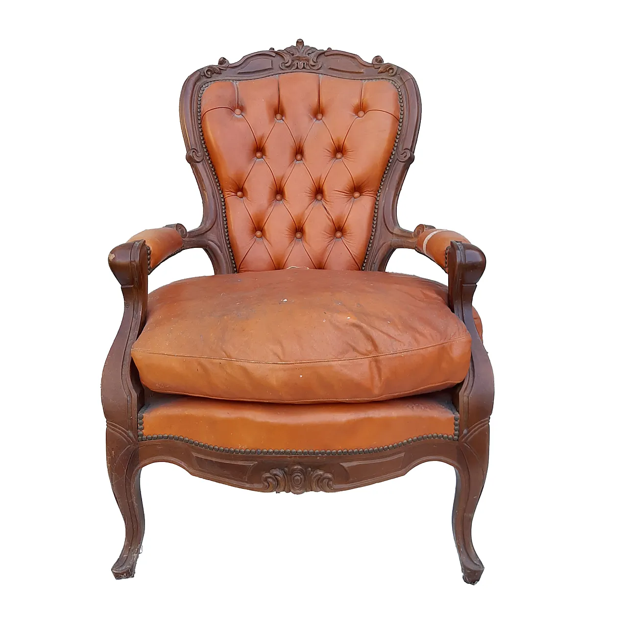 Tufted armchair with buttons, 50s 1