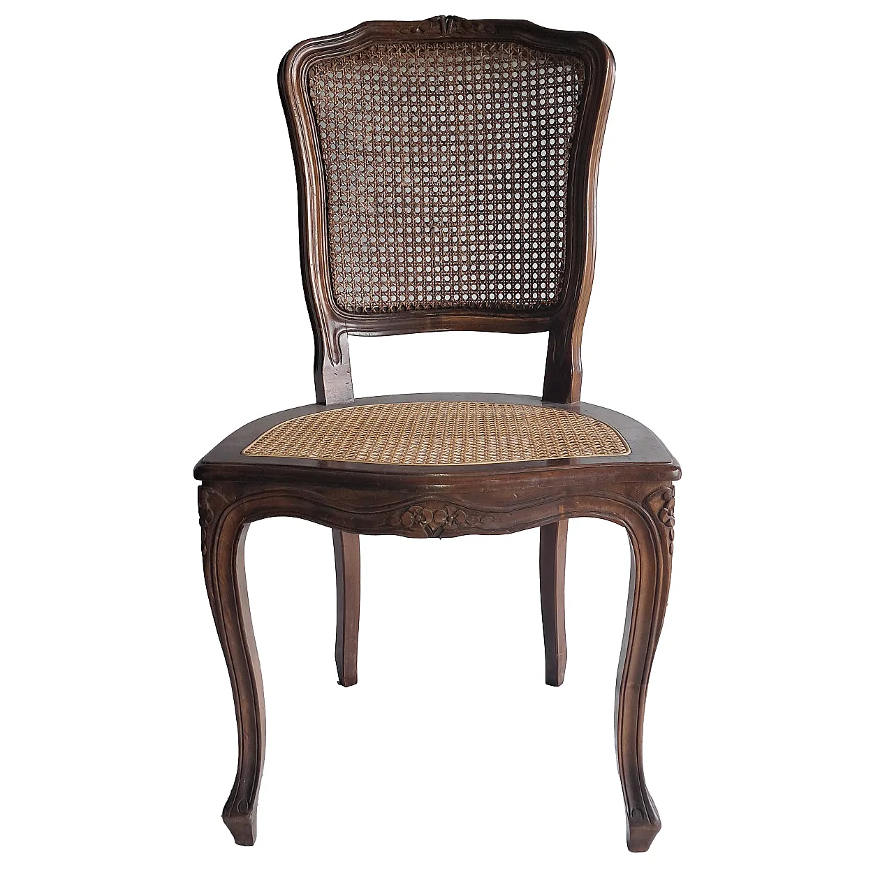 6 Louis XV style chairs in solid wood and Vienna straw, 18th century 1