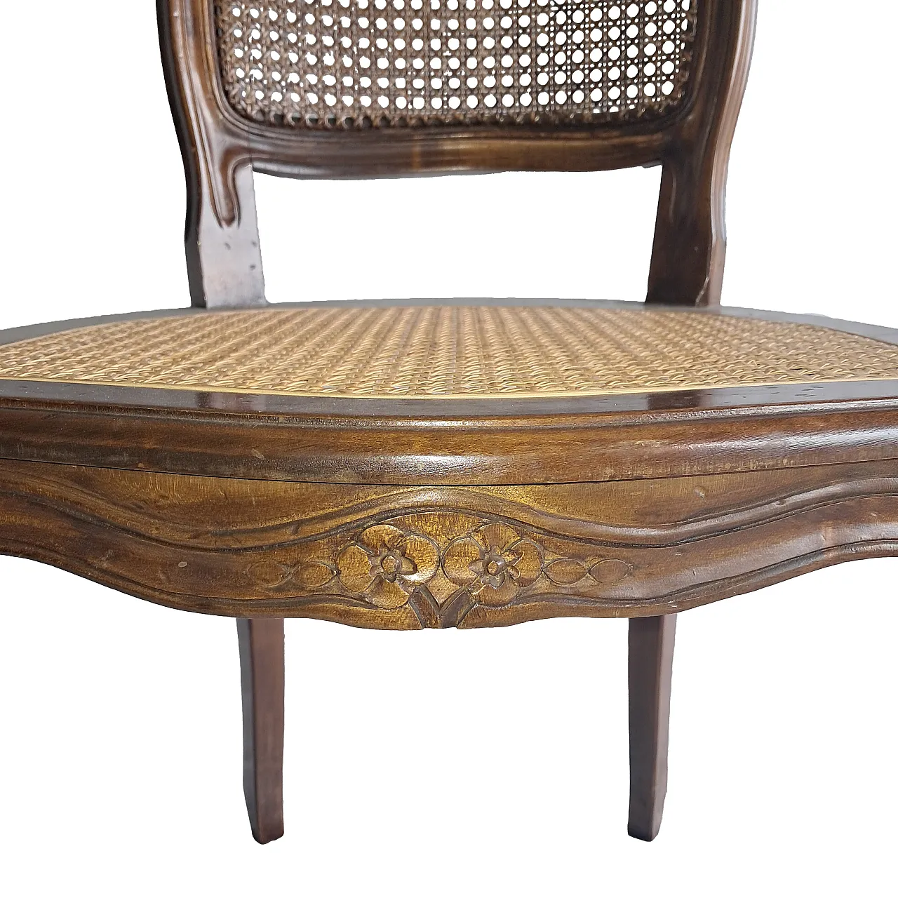 6 Louis XV style chairs in solid wood and Vienna straw, 18th century 2