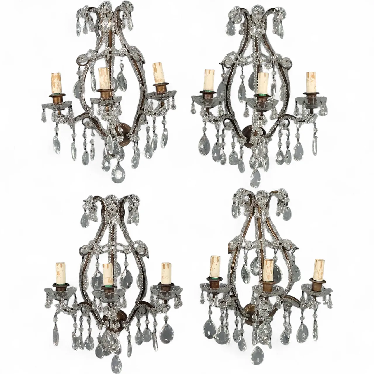 4 Appliques in metallo brunito e bronzo, primo '900 8