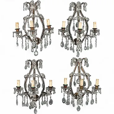 4 Appliques in metallo brunito e bronzo, primo '900