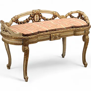 Panchetta in stile Neoclassico intagliata laccata e dorata, '800