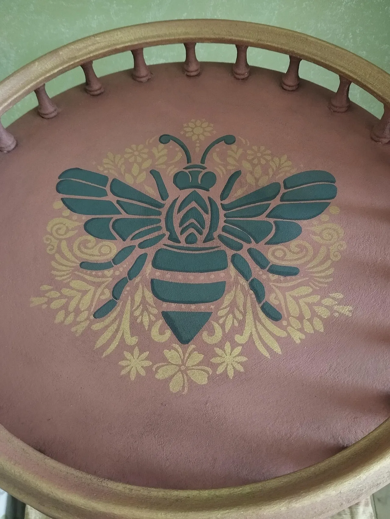 Hand-painted upycled-chic plant table, 20th century 3
