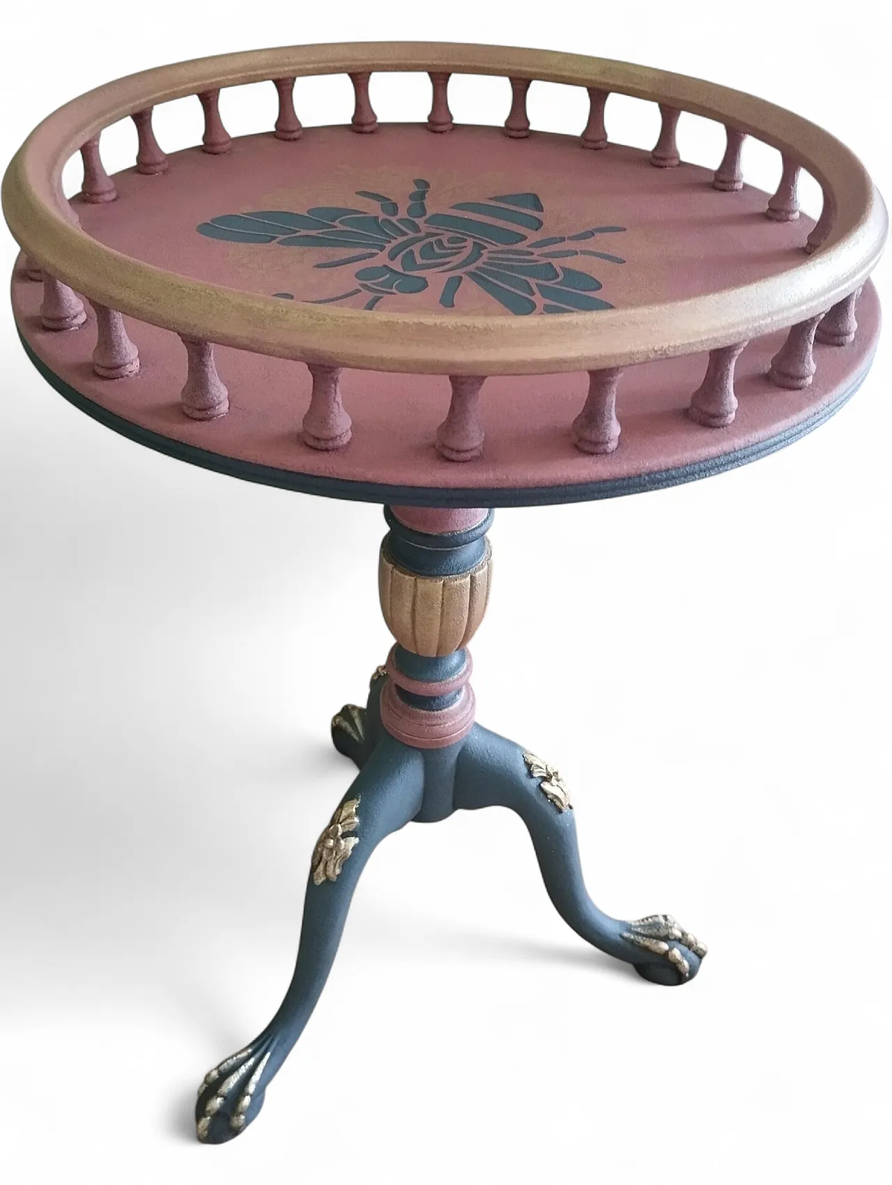 Hand-painted upycled-chic plant table, 20th century 5