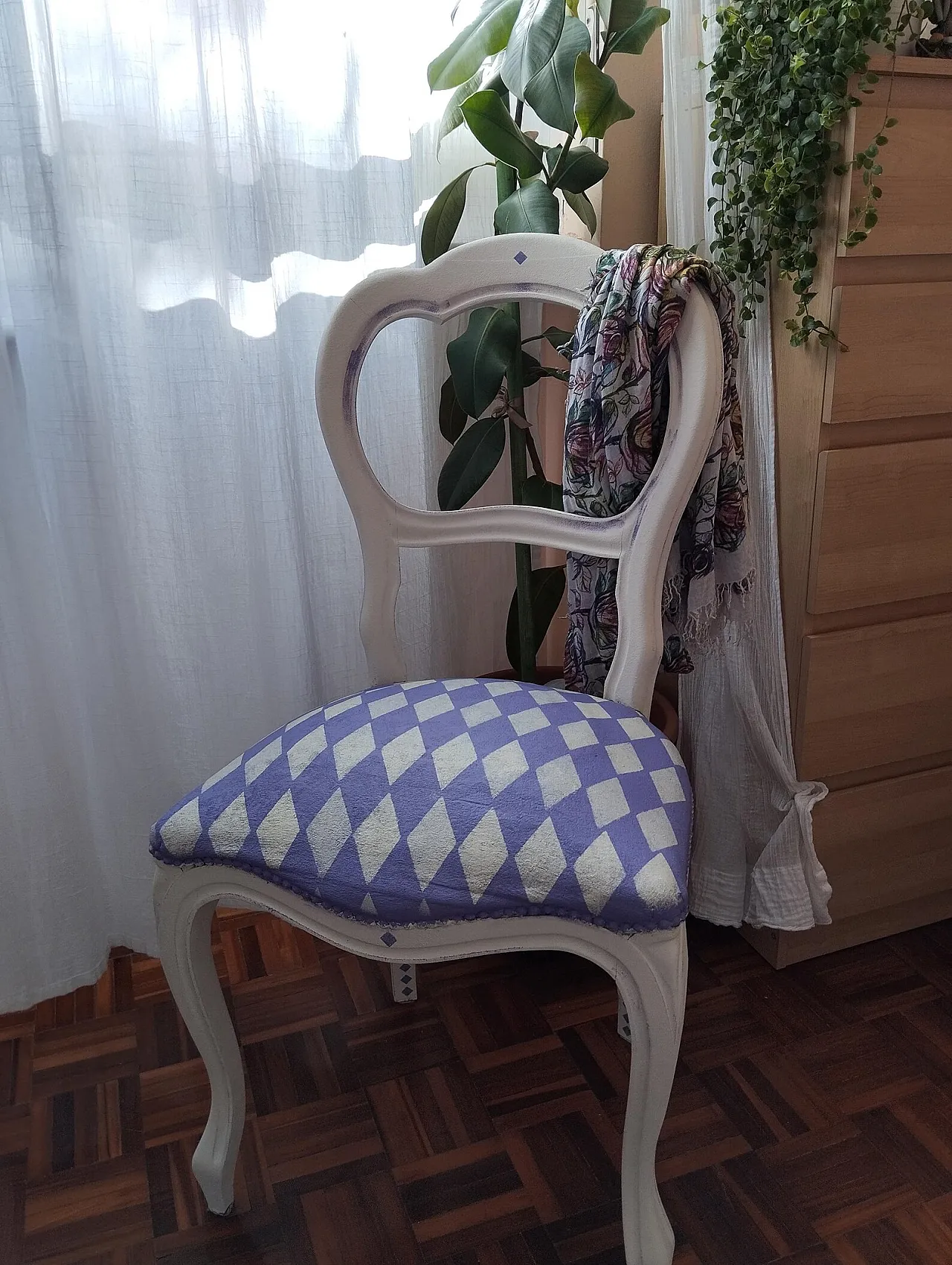 Hand-painted Rococo chair in eclectic style, 20th century 1