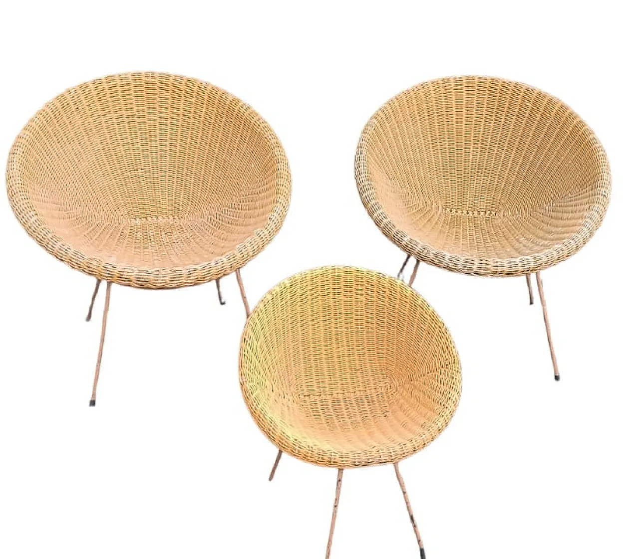 3 Poltrone in vimini, anni '50 1