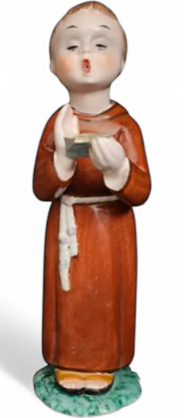 Friar, glazed ceramic statuette, 20th century