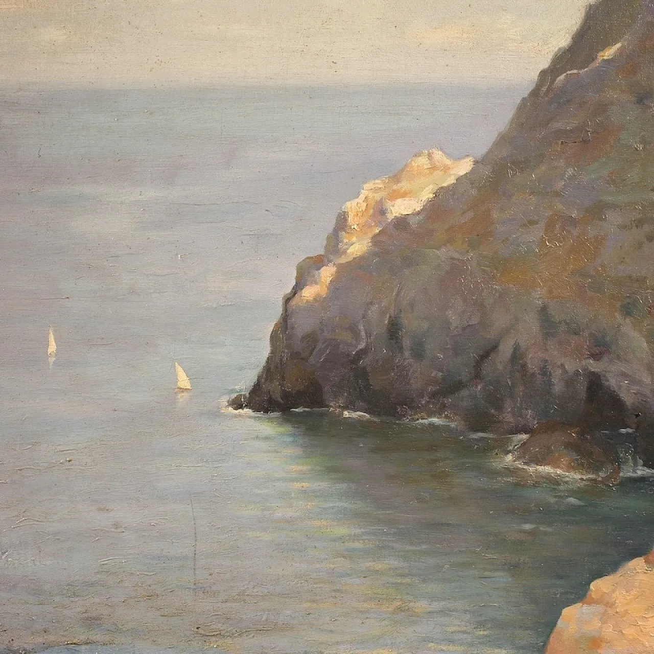Dipinto spagnolo, paesaggio veduta di mare, '900 7