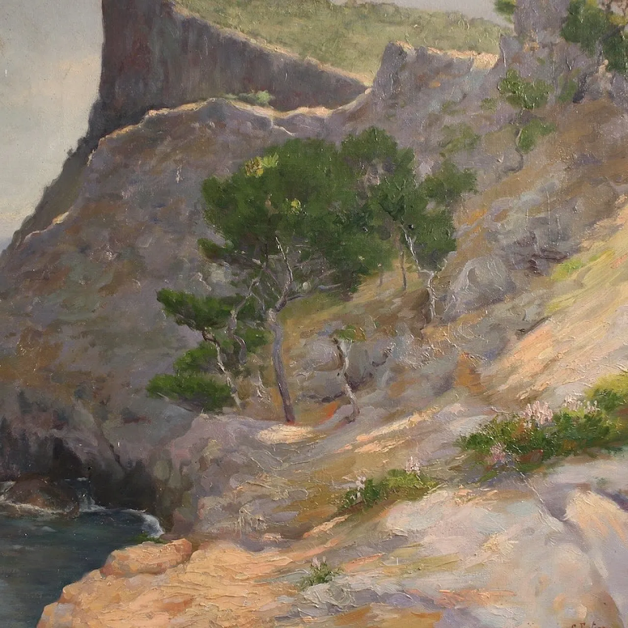 Dipinto spagnolo, paesaggio veduta di mare, '900 11