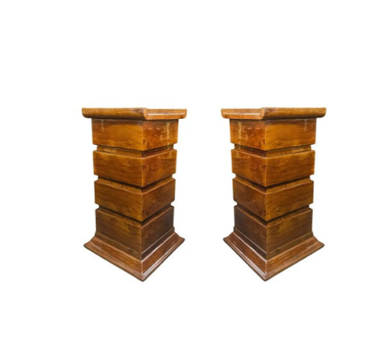 Pair of painted walnut burl columns, 20th century 1