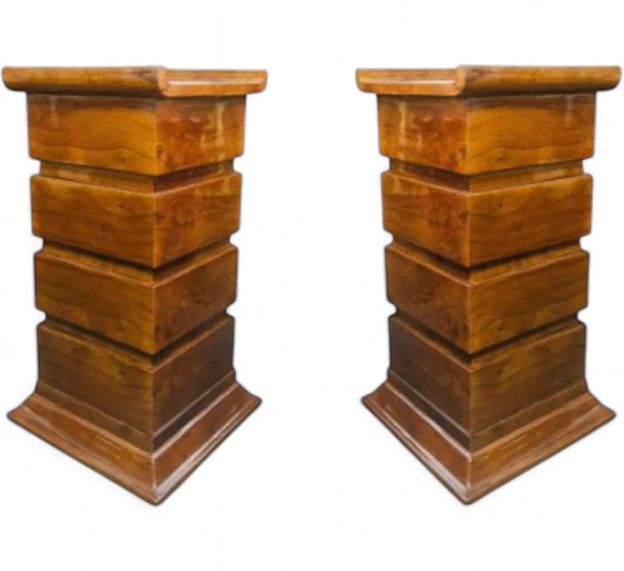 Pair of painted walnut burl columns, 20th century 5