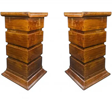 Pair of painted walnut burl columns, 20th century