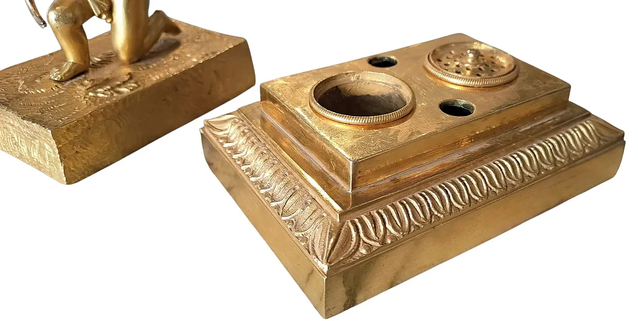 Cupid Triumphant, gilded bronze inkwell, early 19th century 7