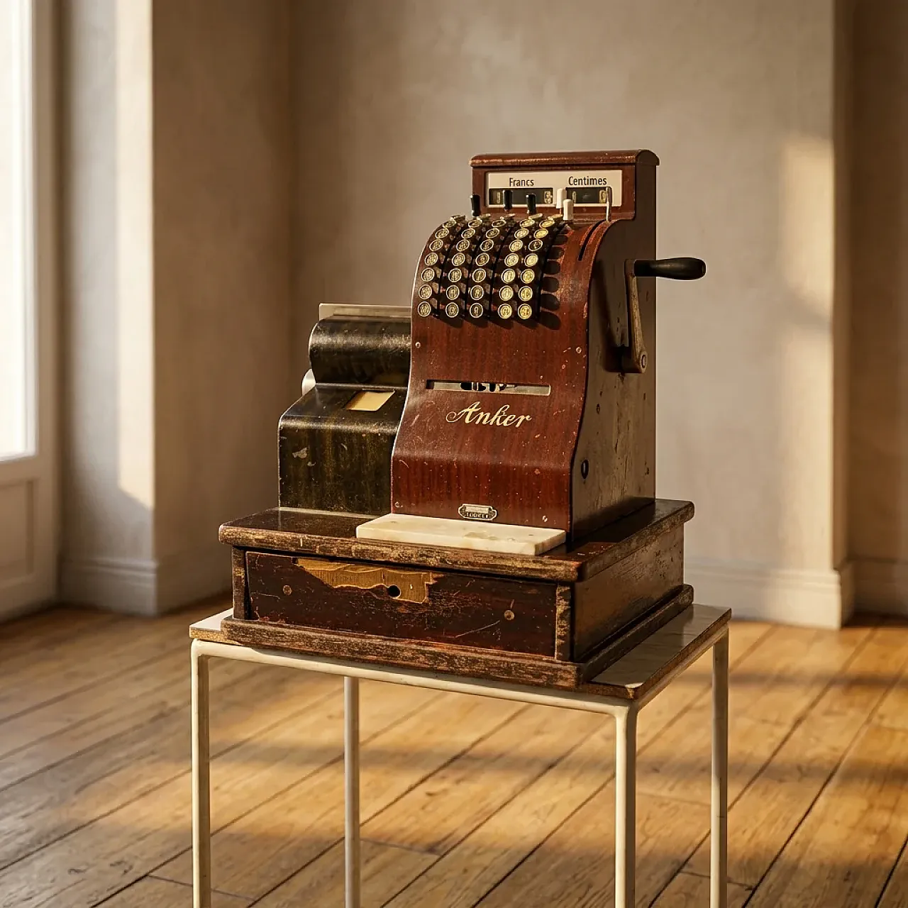 Mechanical cash register, wooden Anker, 1920s 1
