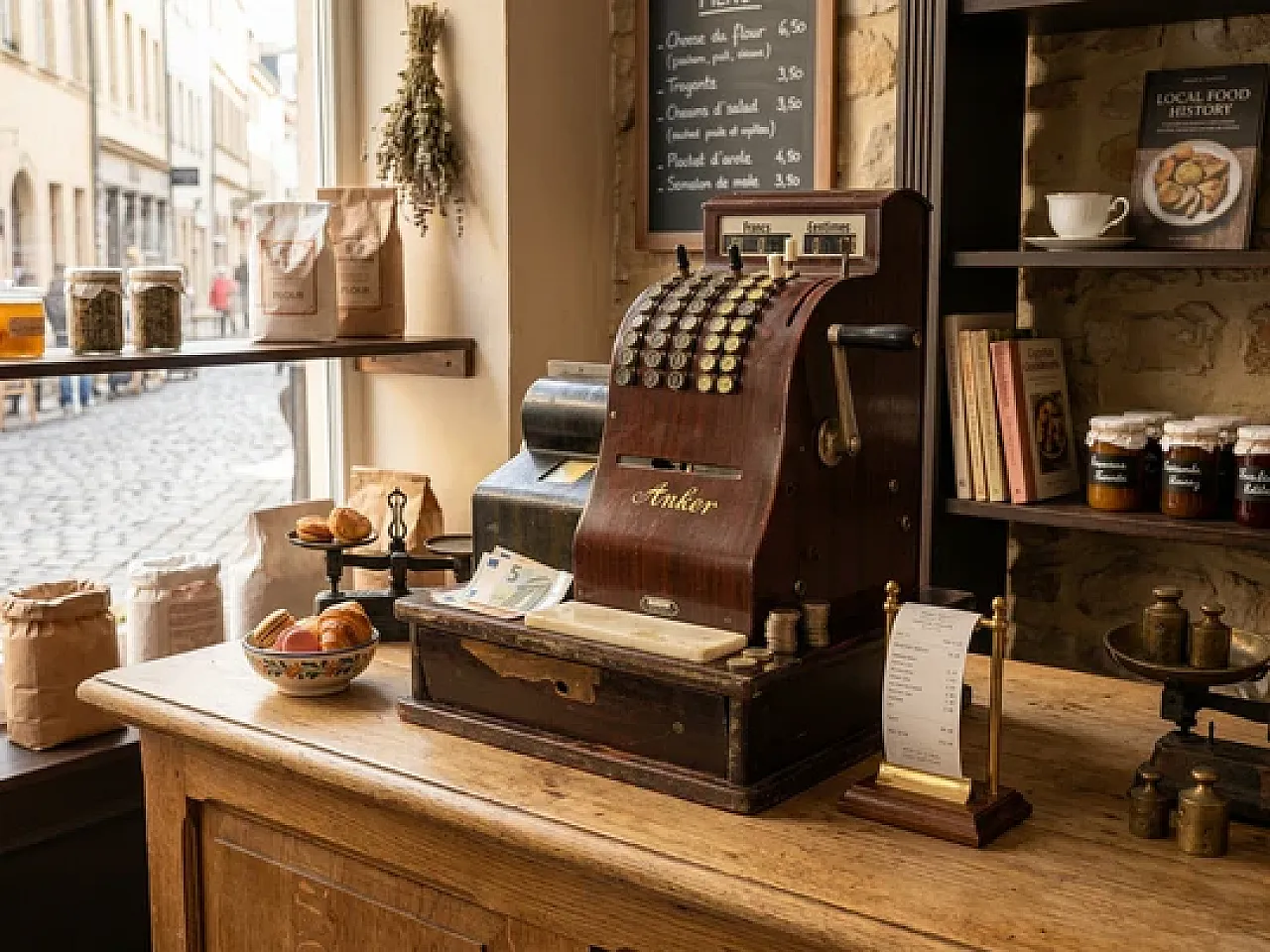 Mechanical cash register, wooden Anker, 1920s 2
