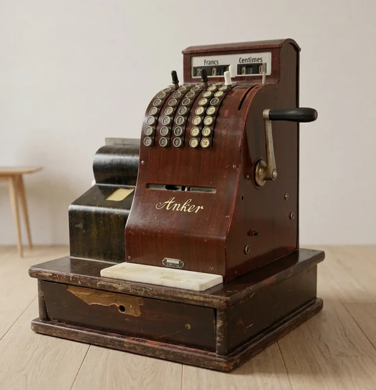 Mechanical cash register, wooden Anker, 1920s 5