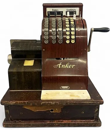 Mechanical cash register, wooden Anker, 1920s