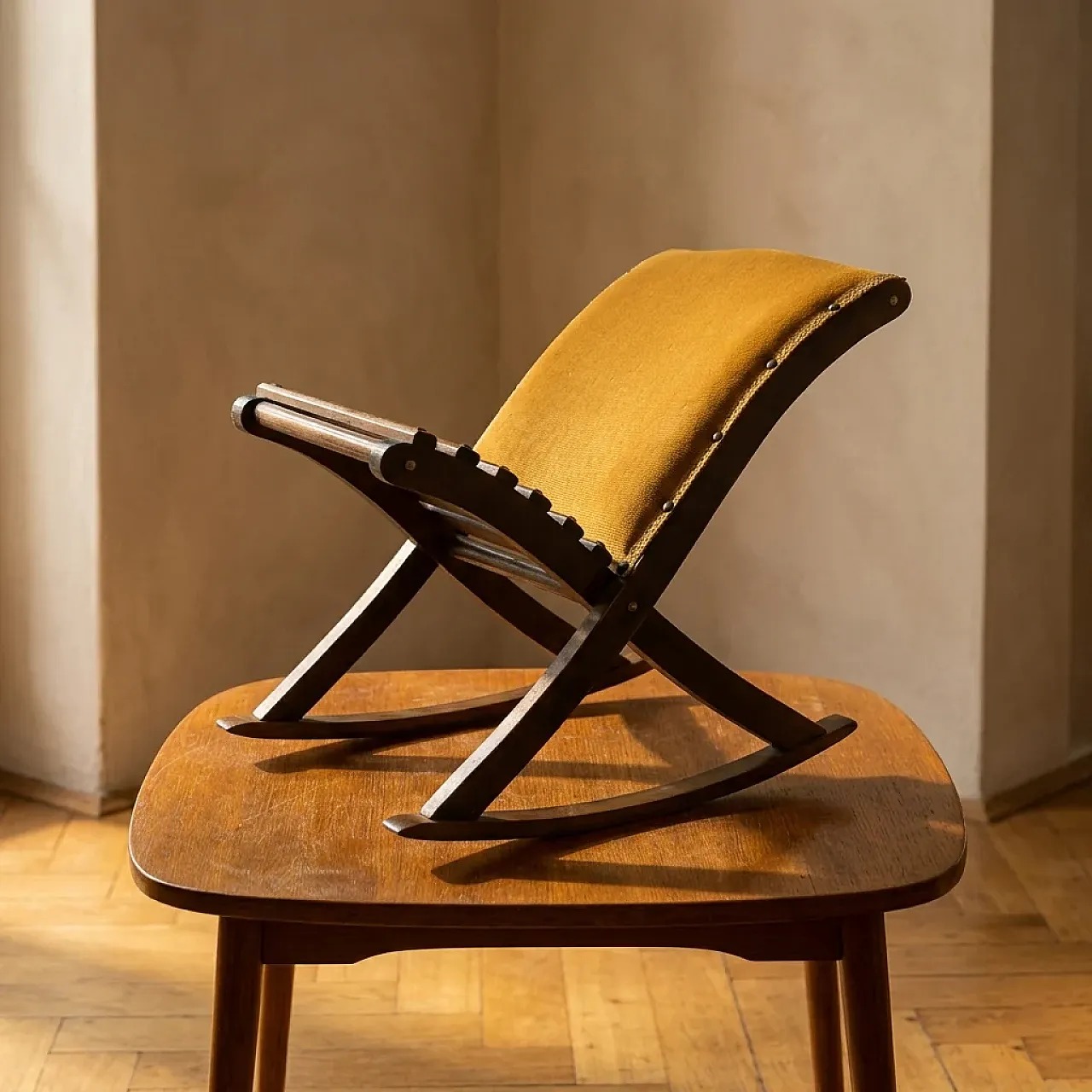 Sgabello inginocchiato, panca da preghiera in legno, anni '70 1