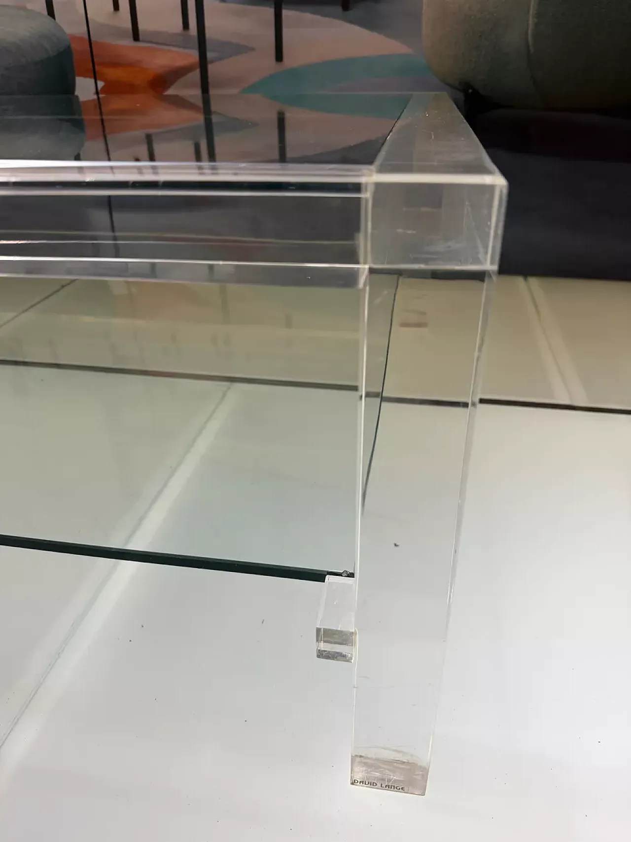 Tavolino da caffè in Altuglass e vetro David Lange, anni '90 4