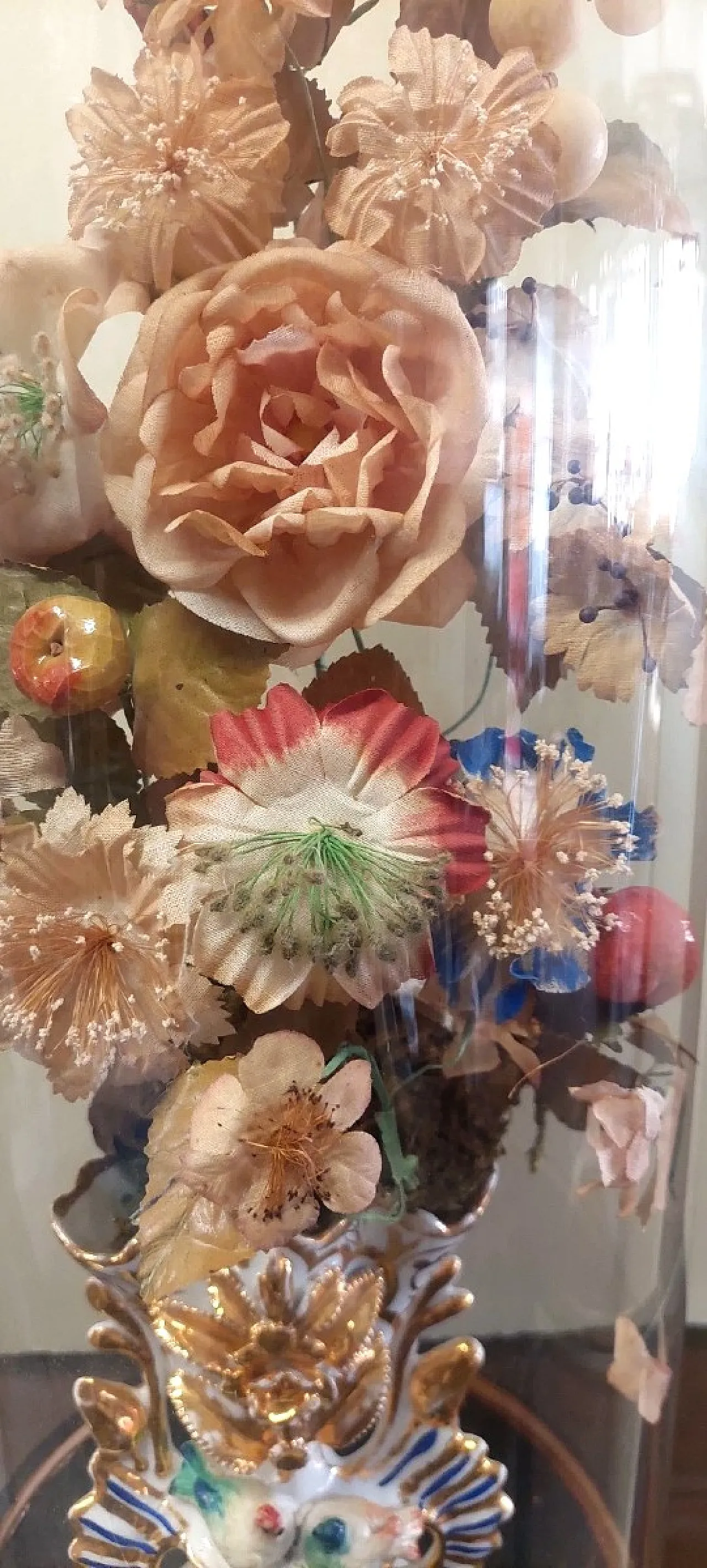 Antique blown glass bell on wood base, late 19th century 4