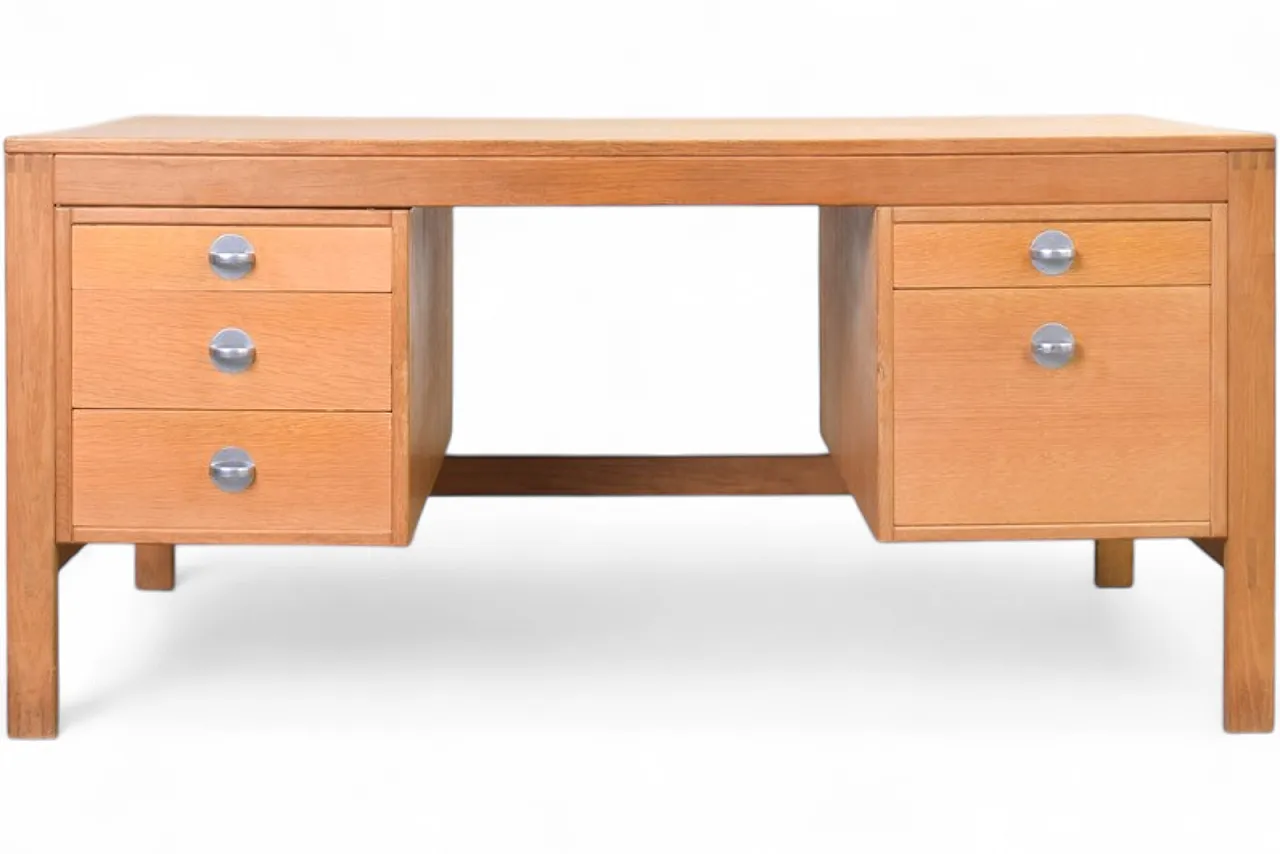 Scrivania Mid-Century in quercia di Chr. Rasmussen per Randers Møbelfabrik, anni '70. 22