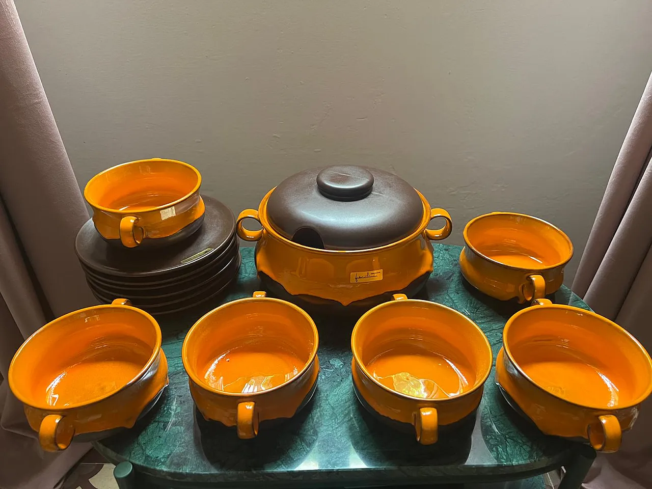 Set da brodo/zuppa di Federico Simone per Ceramiche Casarte , anni '60 1