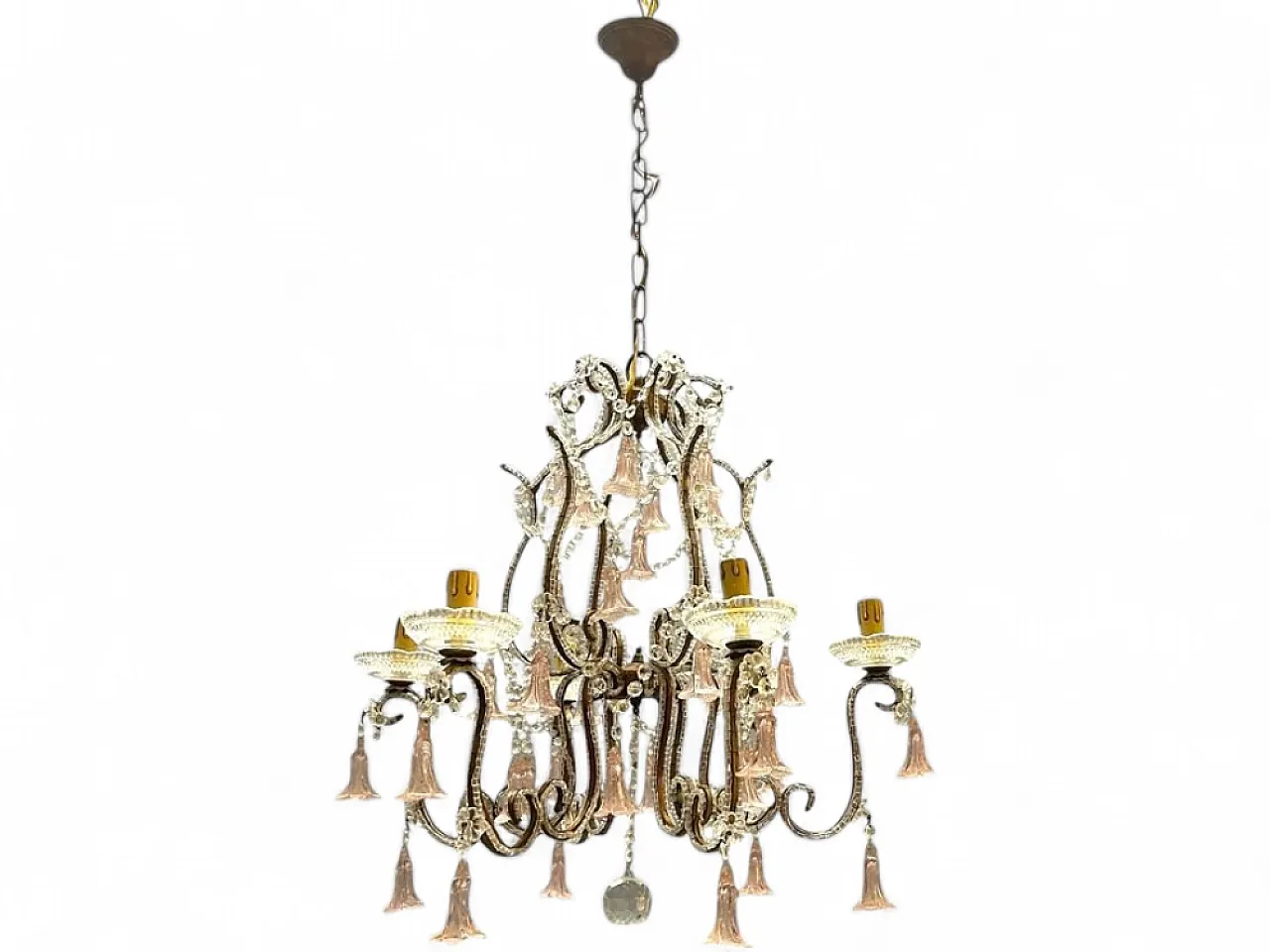 Pink Murano glass floral chandelier, 1960s 15