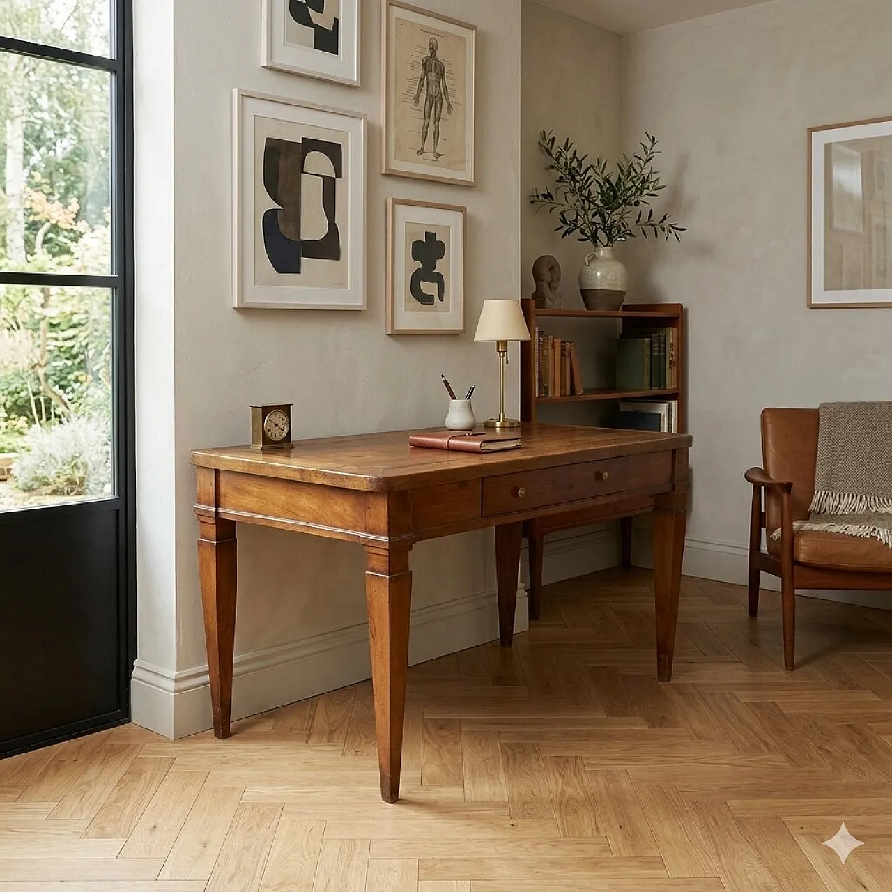 Directoire table in walnut, 19th century 2