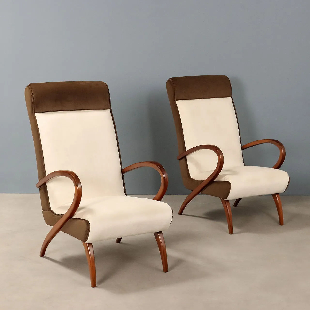 Pair of two-tone armchairs, 20th century 1