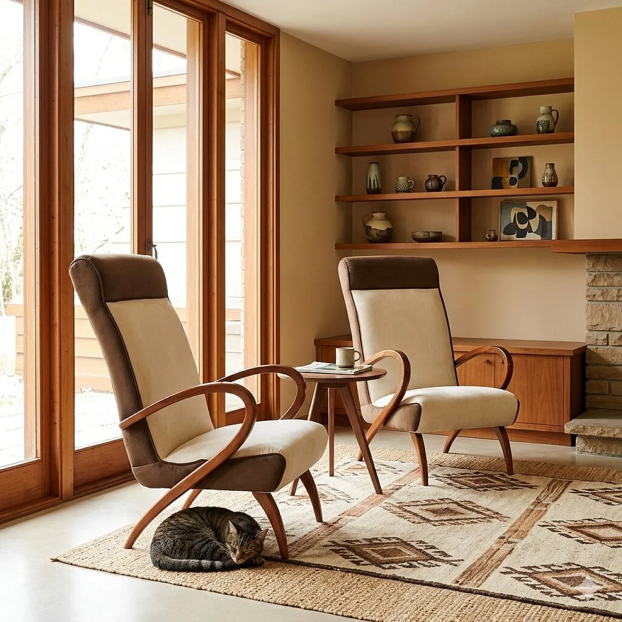 Pair of two-tone armchairs, 20th century 2