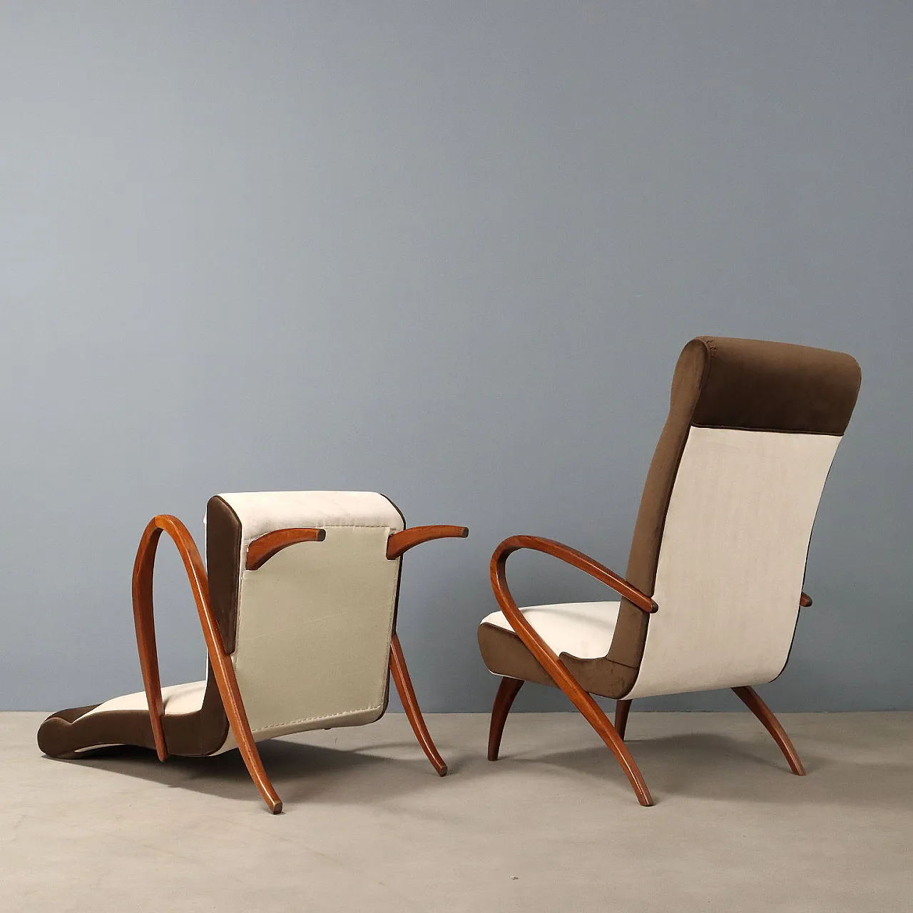Pair of two-tone armchairs, 20th century 10