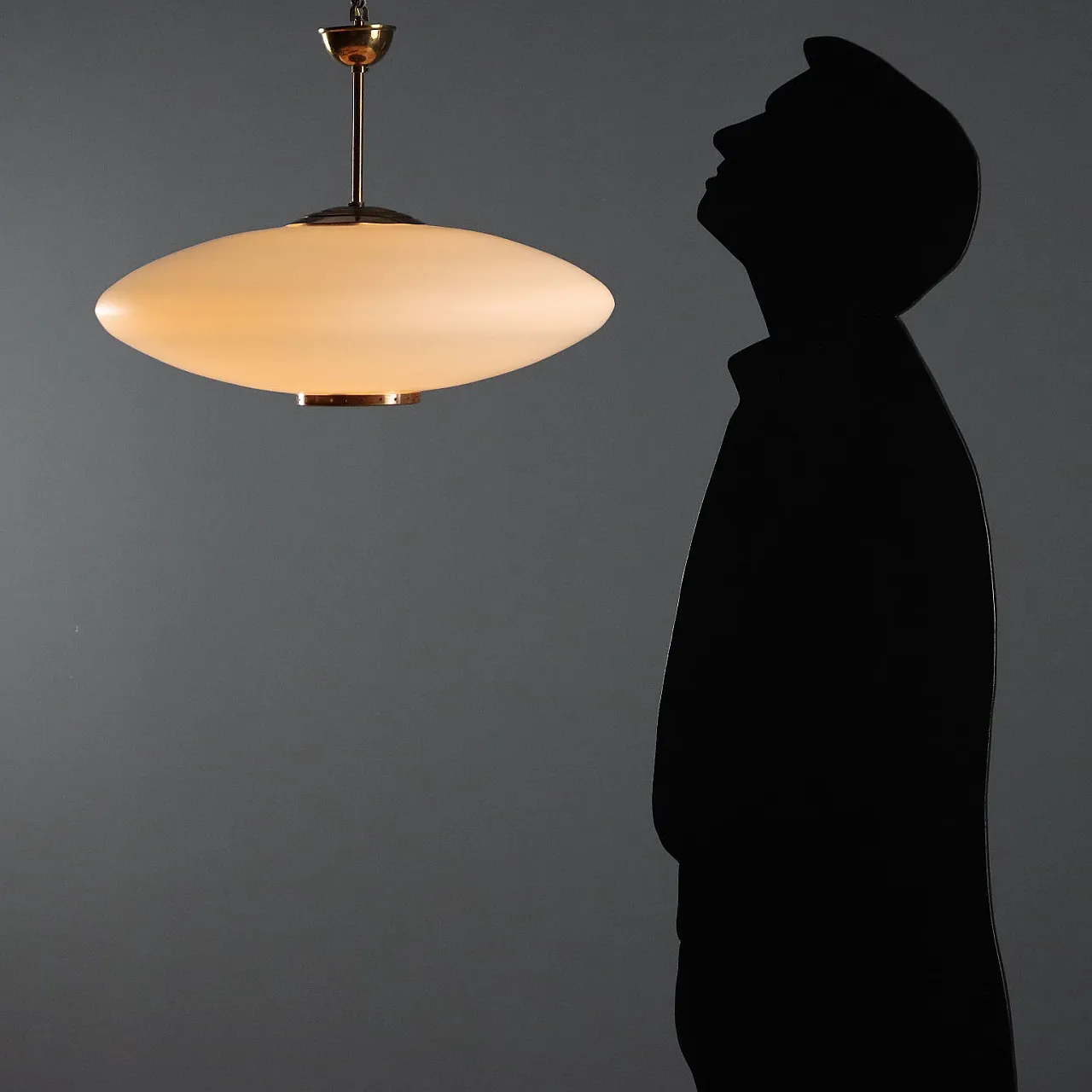 Lampada in vetro e ottone, anni '60 2