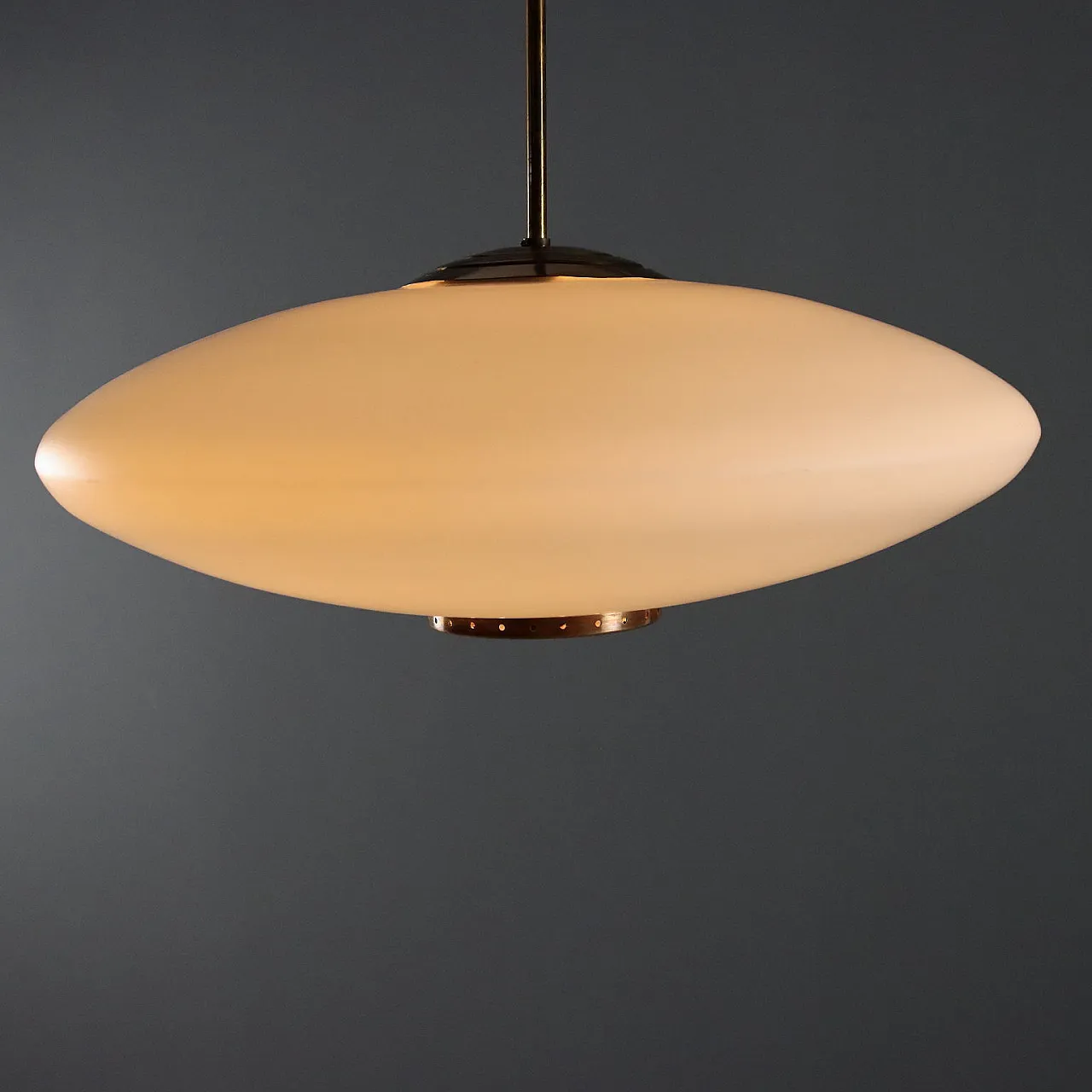 Lampada in vetro e ottone, anni '60 3