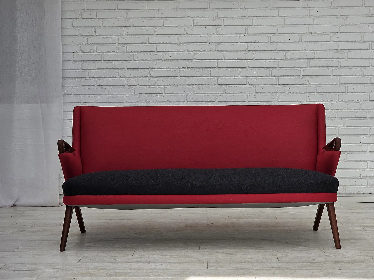 Anni '60, design danese di Ch. F. Brodersen, divano a 2 posti, rivestito 2