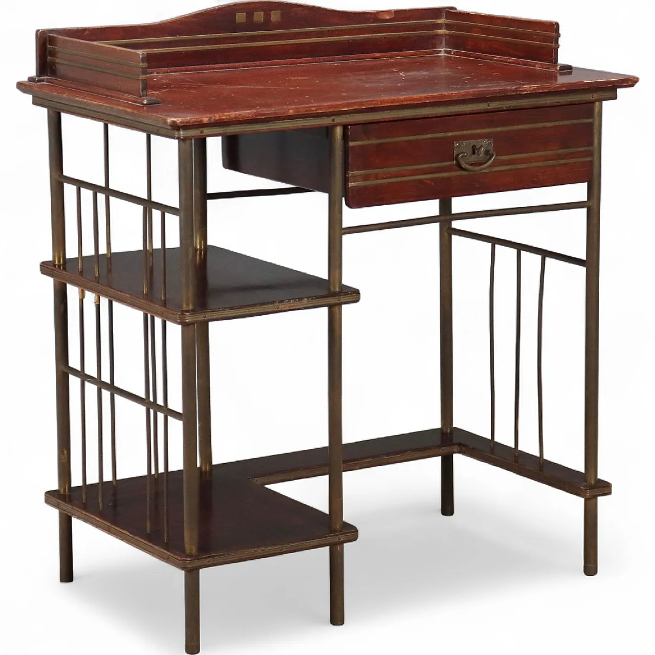 Scrittoietto Liberty in mogano con filettature in ottone, '900 11