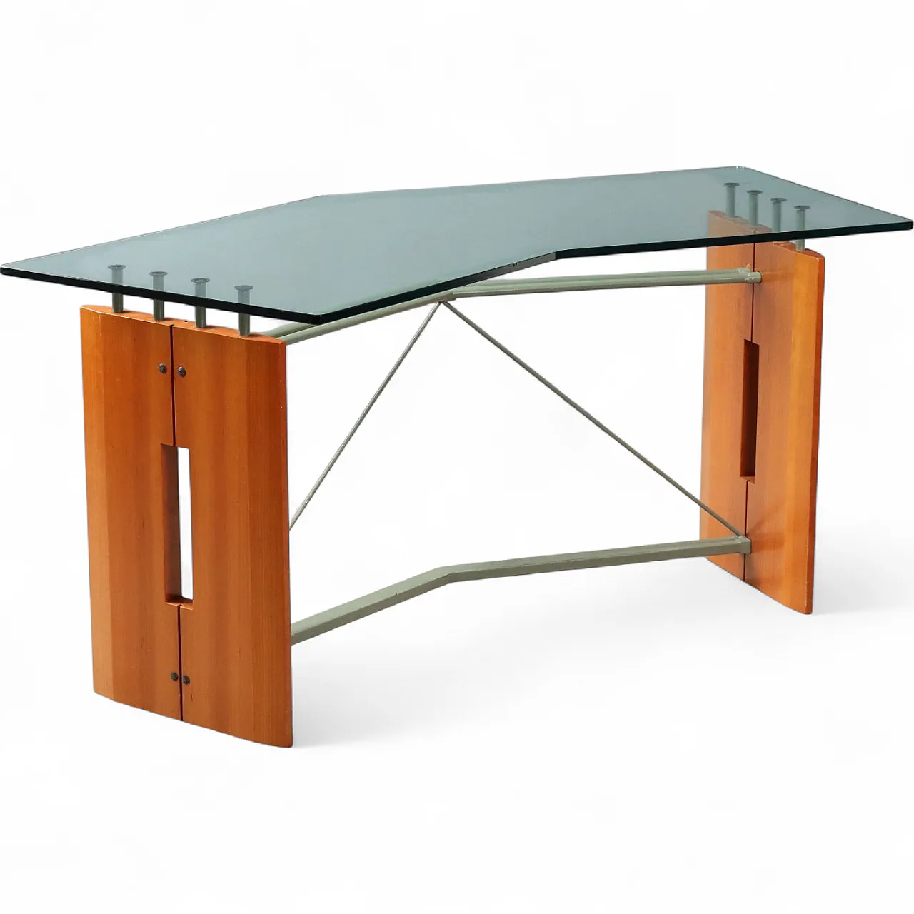 Scrivania in vetro e legno, '900 11