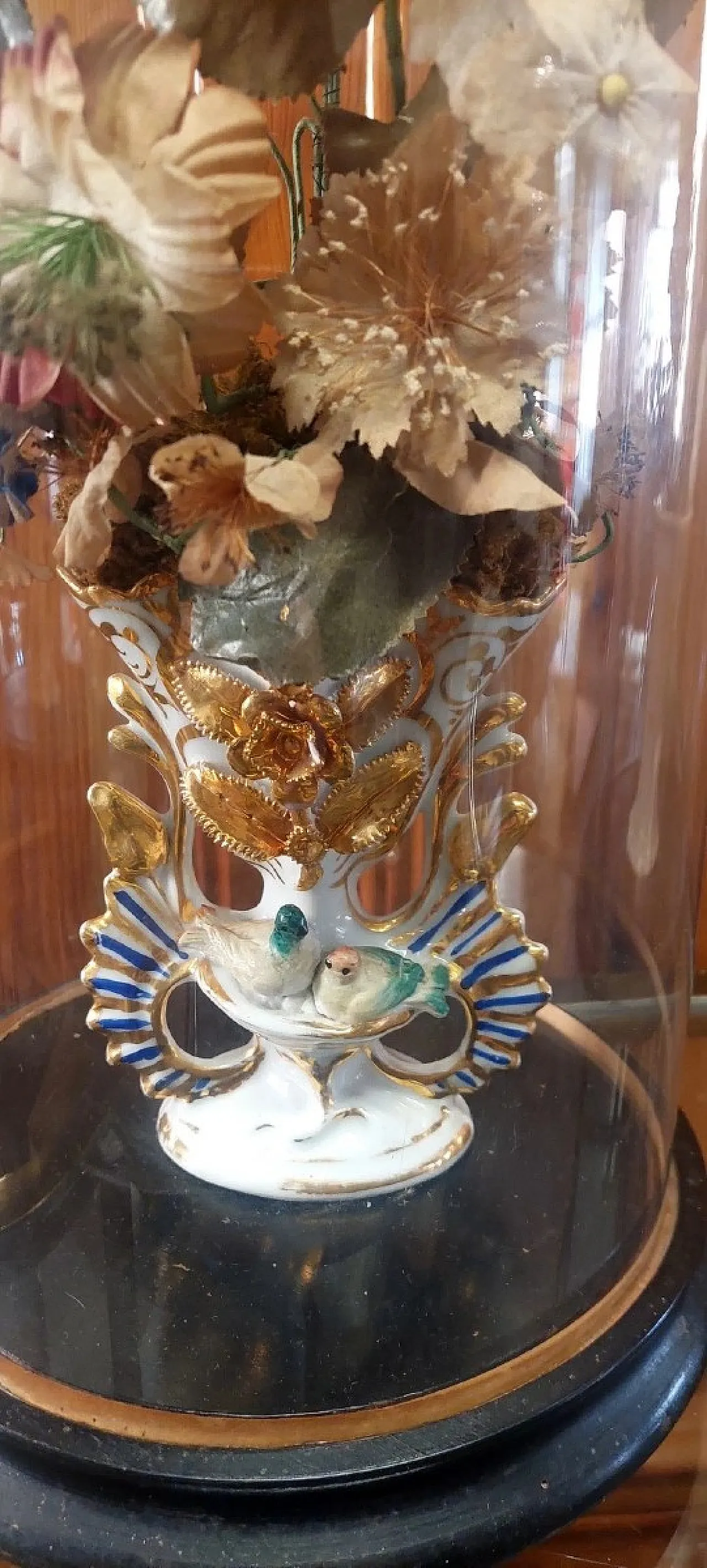 Blown glass cloche on a wooden base, 19th century 6