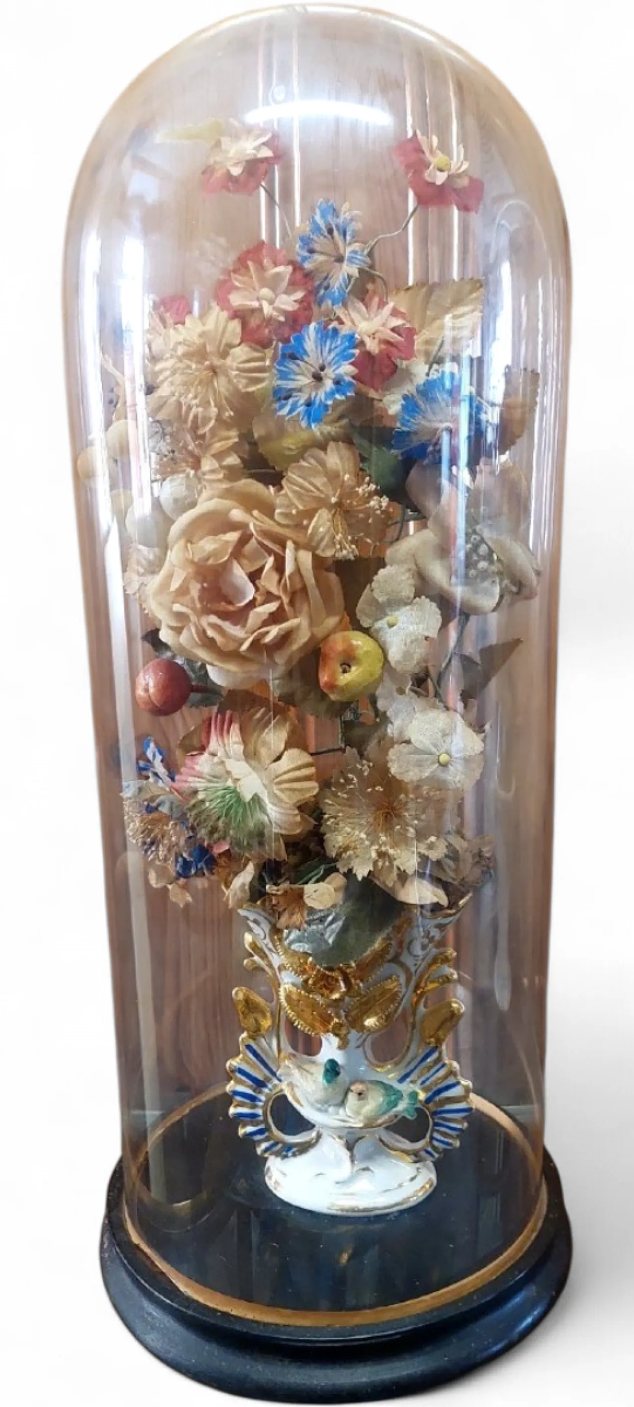 Blown glass cloche on a wooden base, 19th century 11