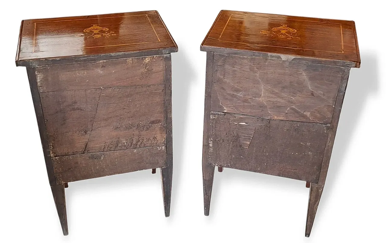 Pair of solid walnut Directory bedside tables, 19th century 9
