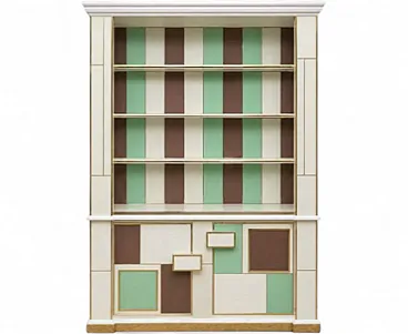 Illuminated glass and wood bookcase, 20th century