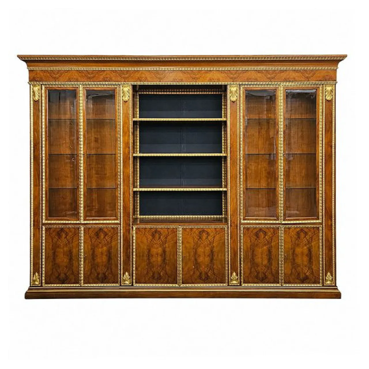 Walnut and gilded wood bookcase, 20th century 1