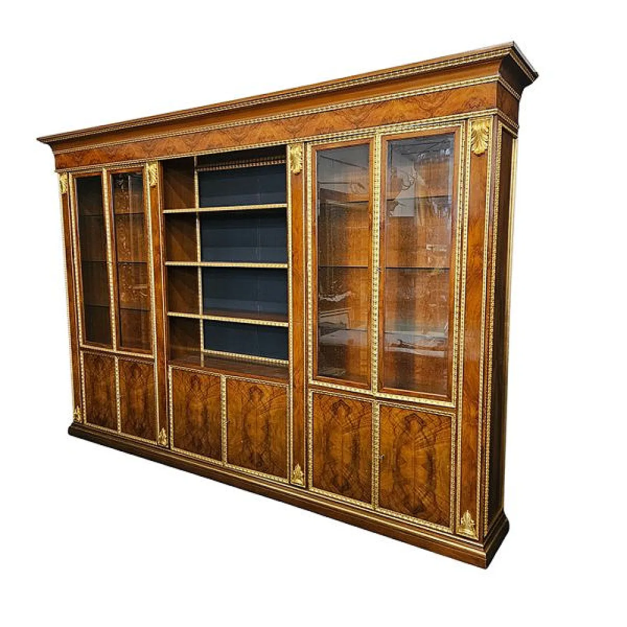 Walnut and gilded wood bookcase, 20th century 3