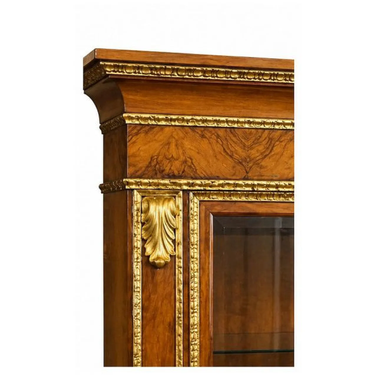 Walnut and gilded wood bookcase, 20th century 4