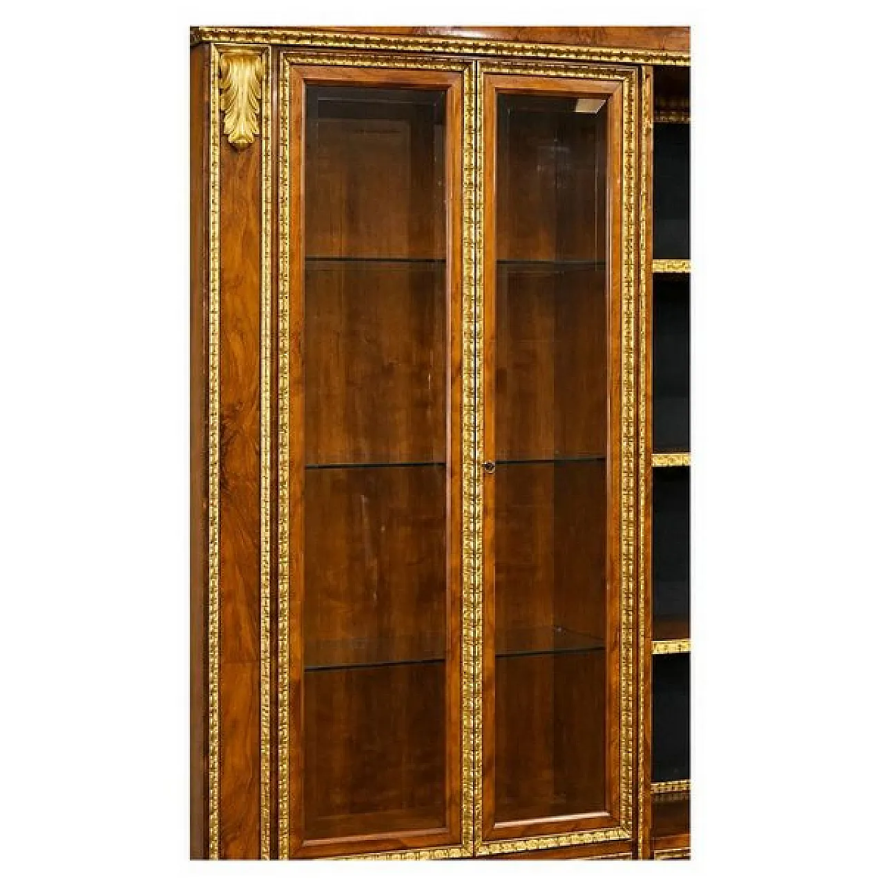 Walnut and gilded wood bookcase, 20th century 5