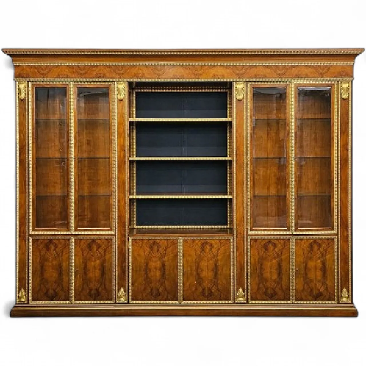 Walnut and gilded wood bookcase, 20th century 8