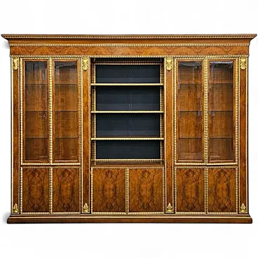 Walnut and gilded wood bookcase, 20th century
