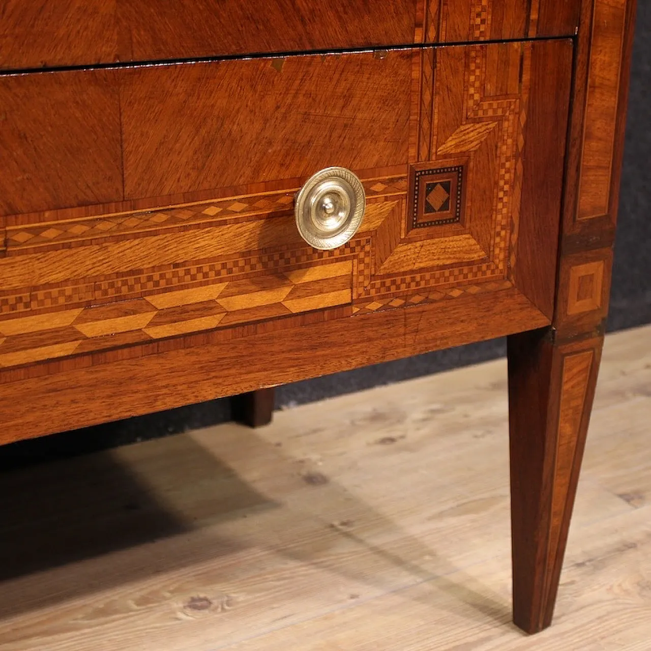 20th century Louis XVI style Italian inlaid chest of drawers 11