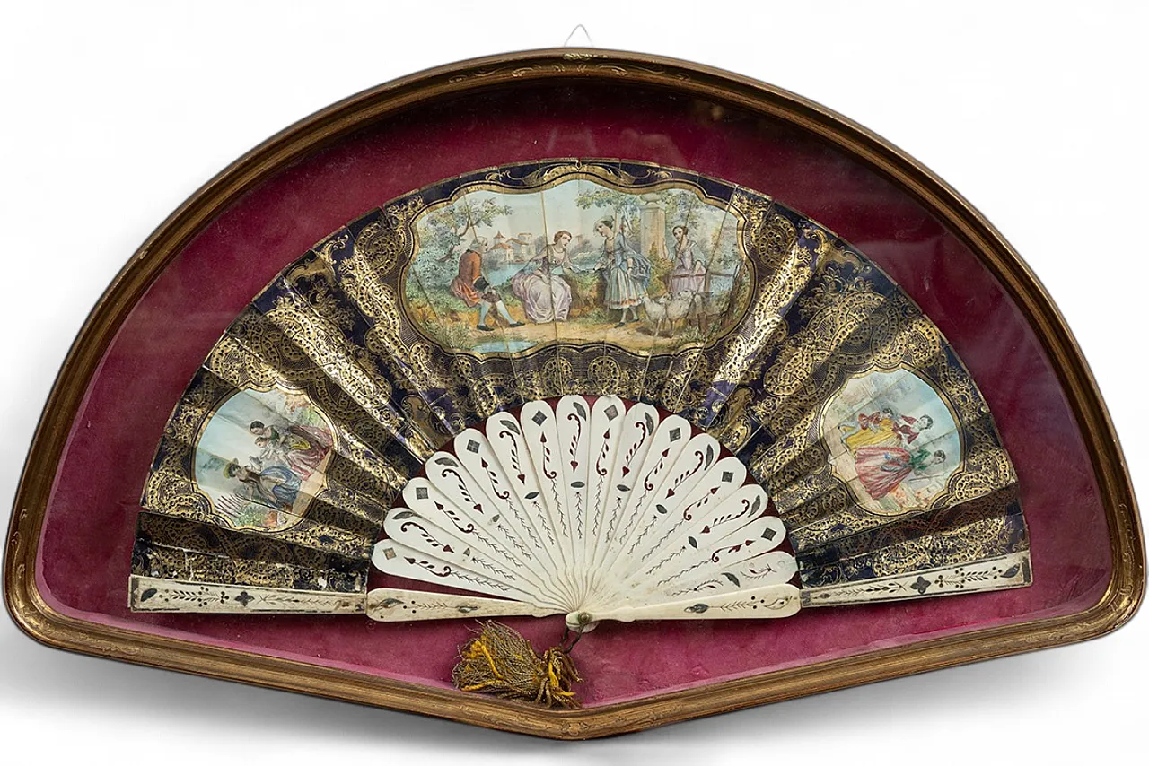 Napoleon III fan depicting bucolic scenes, 19th century 6
