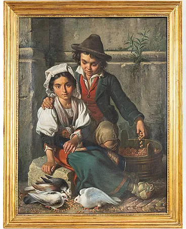 Oil painting on canvas with by Tommaso De Vivo, 19th century
